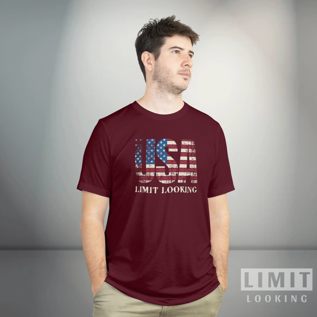 CAMISETA USA - ROJO VINO