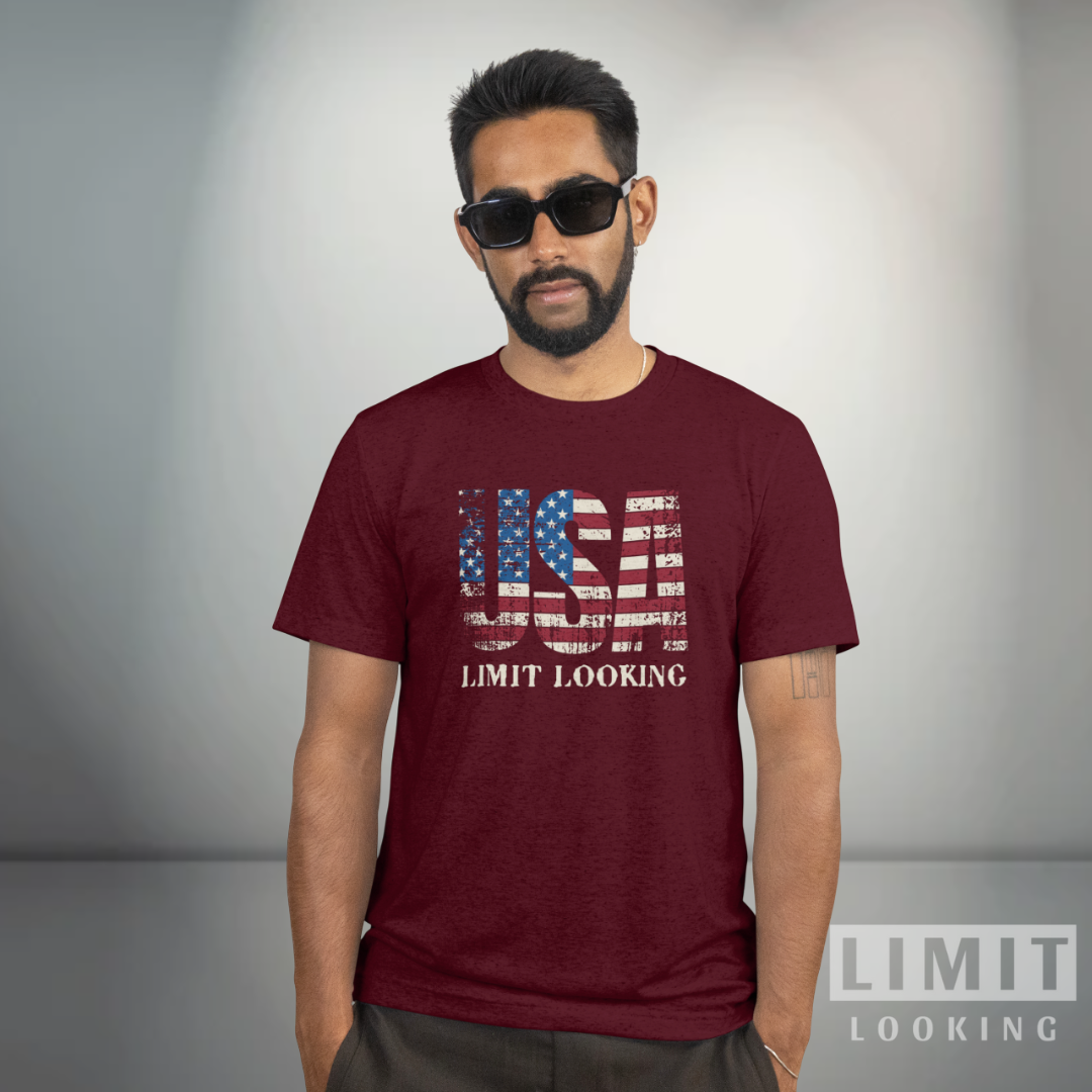 CAMISETA USA - ROJO VINO